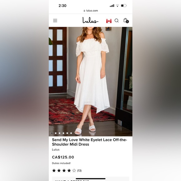 Lulus off the shoulder, eyelet white dress - Picture 3 of 3